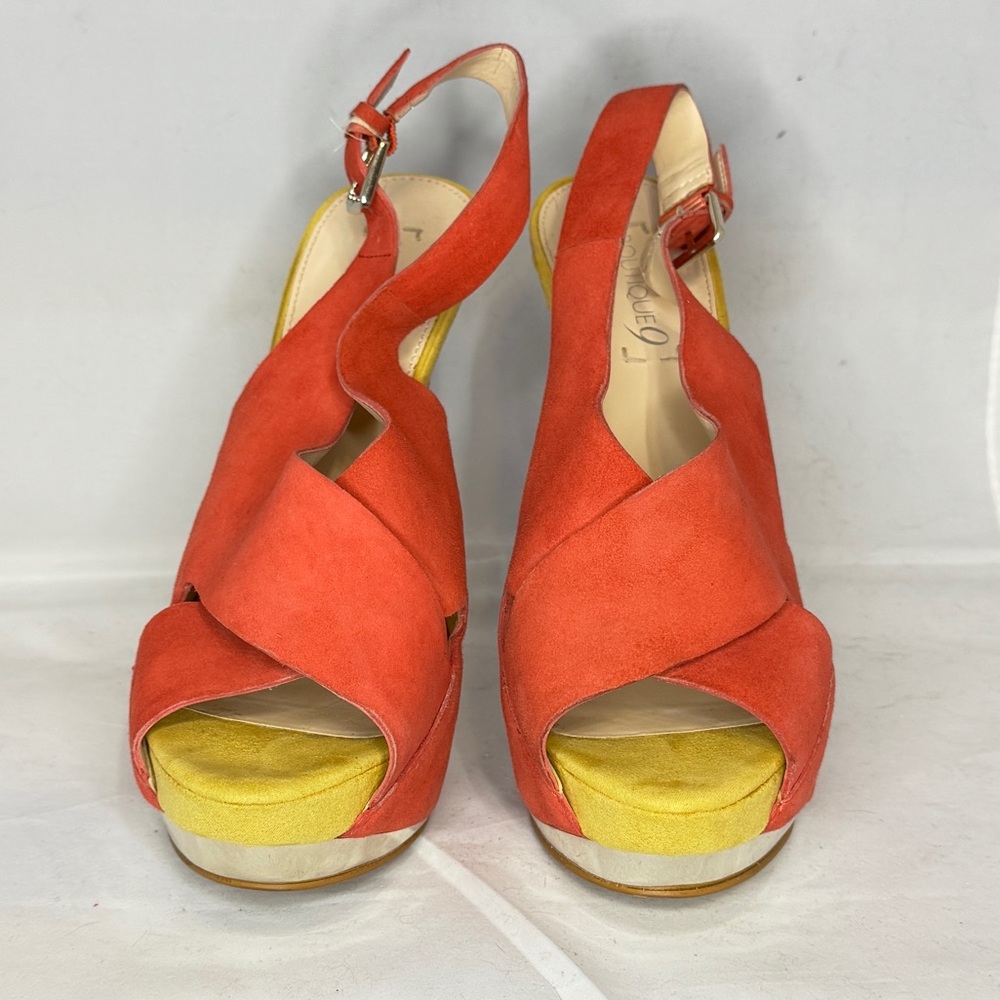 Boutique 9 Coral and Mustard Sandals